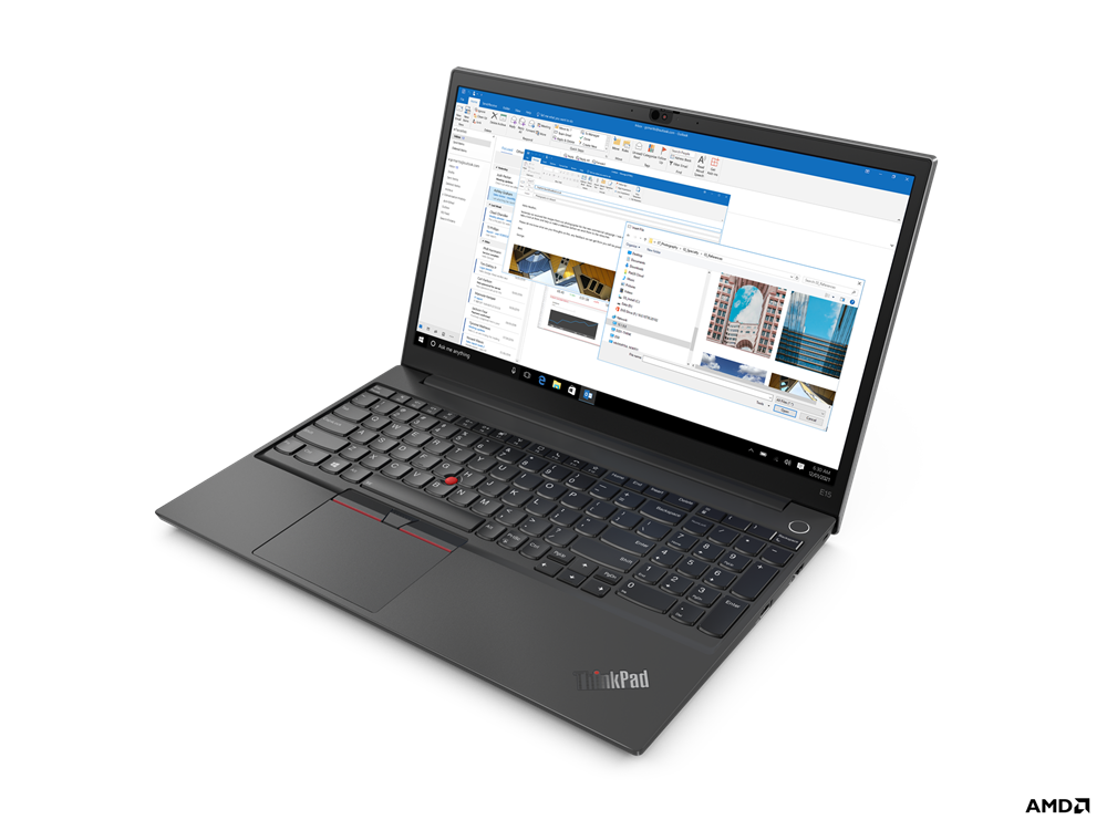 Zadnja stran prenosnika lenovo thinkpad e15 gen 3 amd v črni barvi
